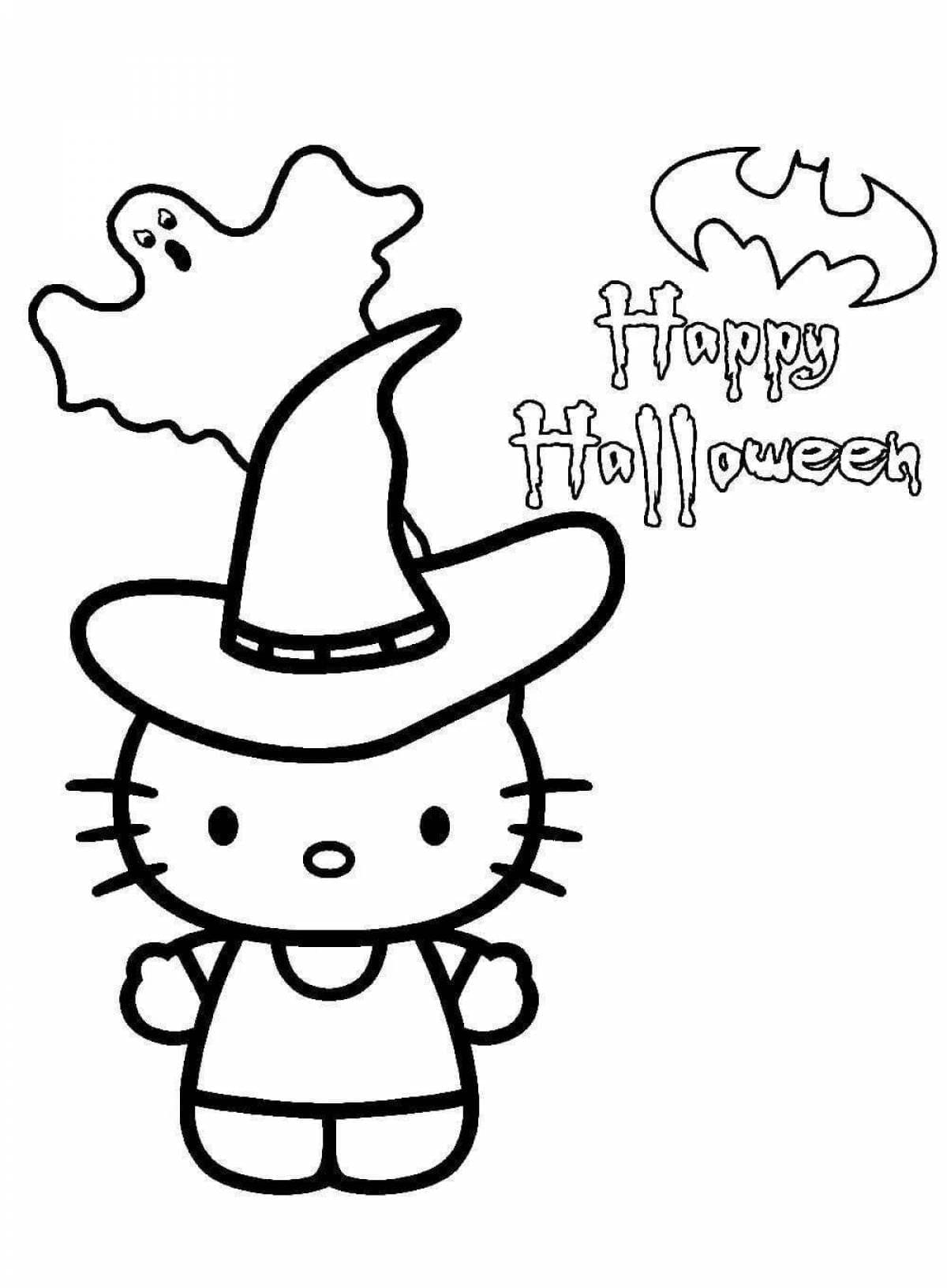 Printable Halloween Hello Kitty coloring page