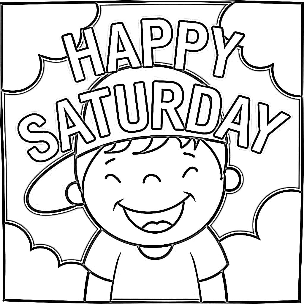 Printable Happy Saturday coloring page