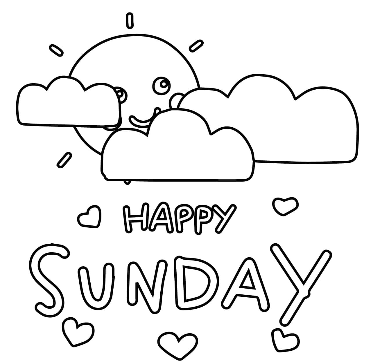 Printable Happy Sunday coloring page