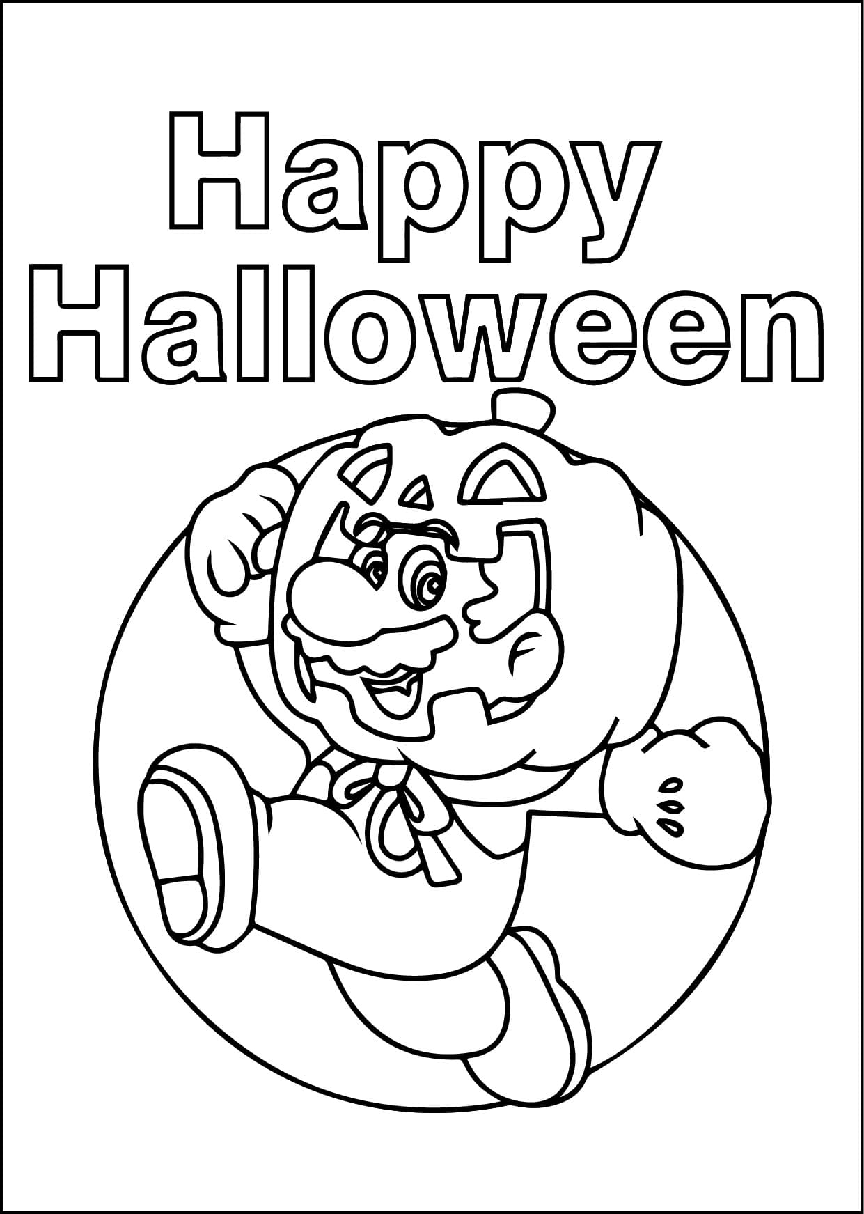 Printable Mario Halloween coloring page