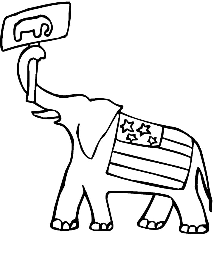 Printable Republican Elephant coloring page