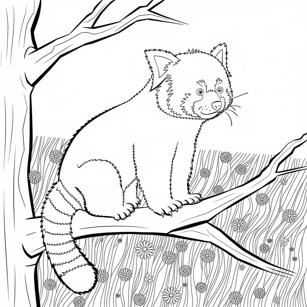 Realistic Red Panda coloring page