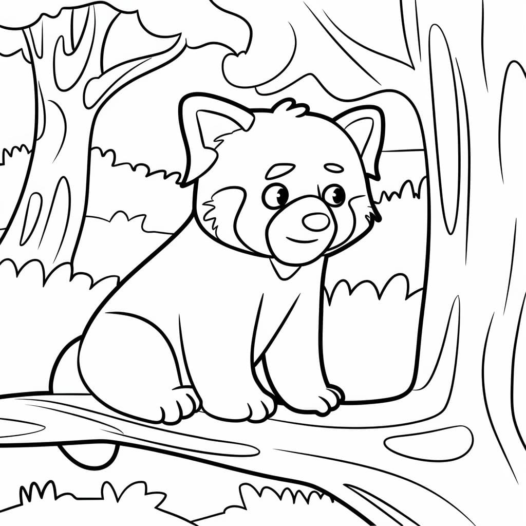 Red Panda in The Tree coloring page