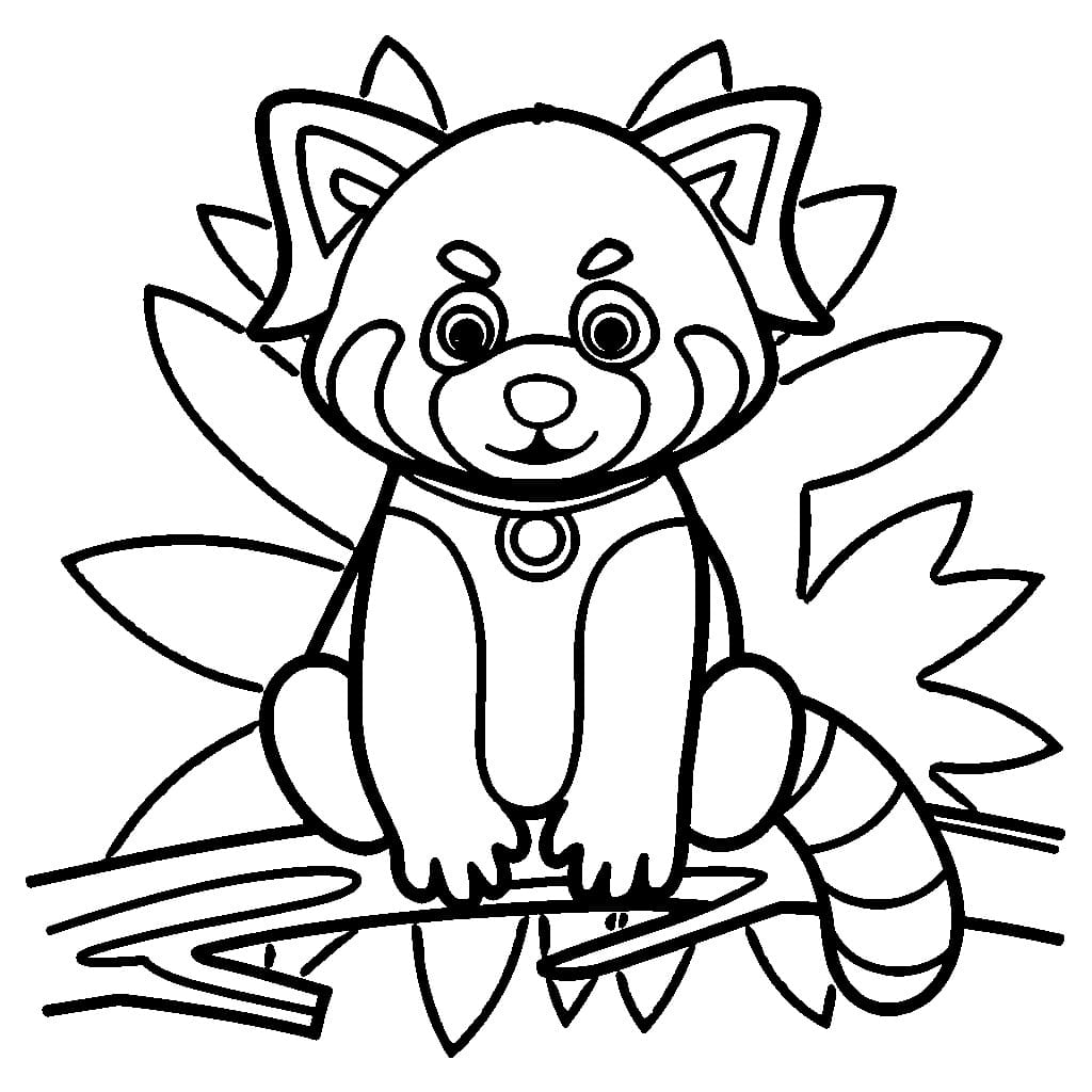 Red Panda on a Branch coloring page