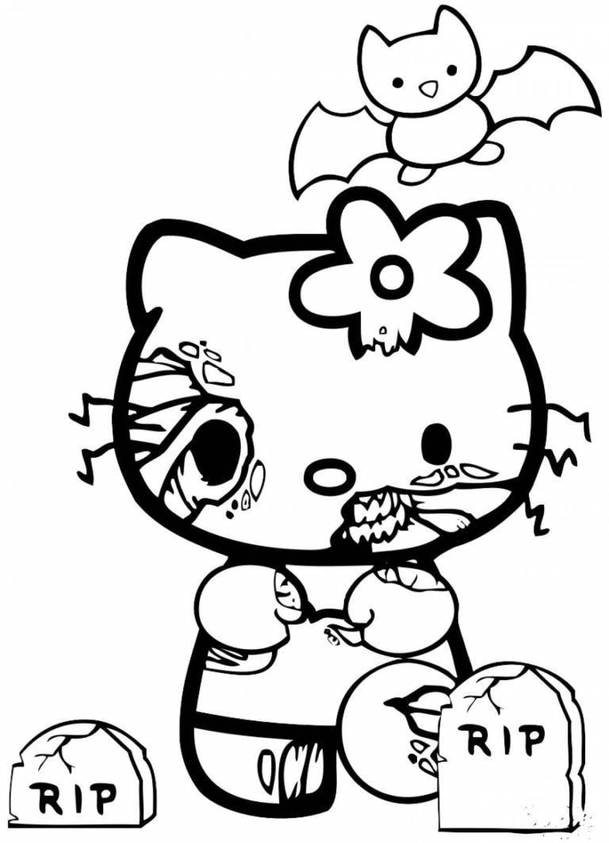 Scary Halloween Hello Kitty coloring page