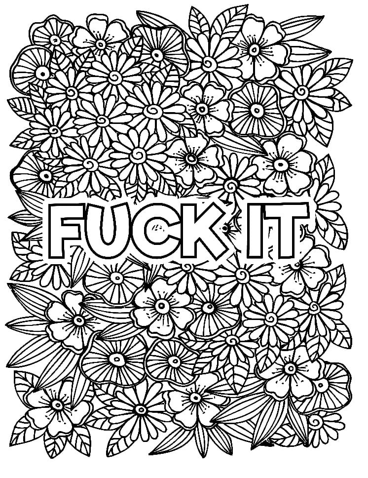 Swear Word and Flowers coloring page