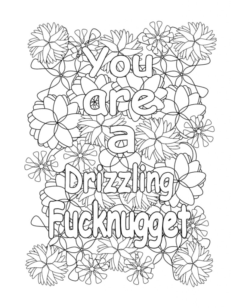 Swear Word with Flowers coloring page