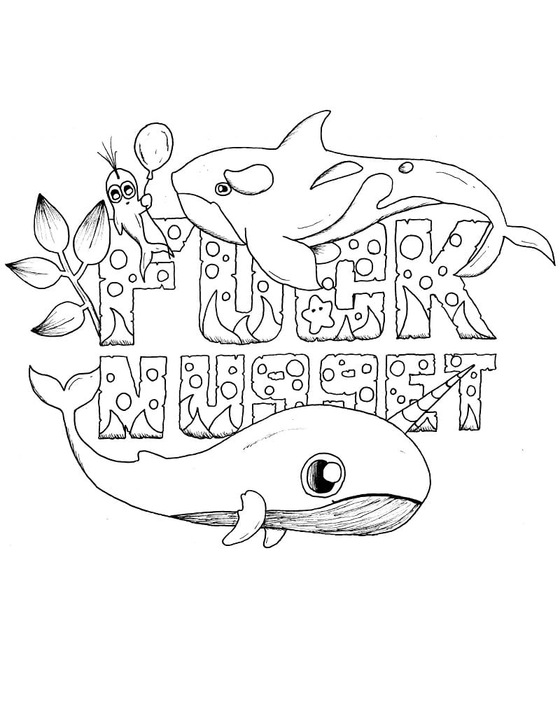 Whale and Swear Word coloring page