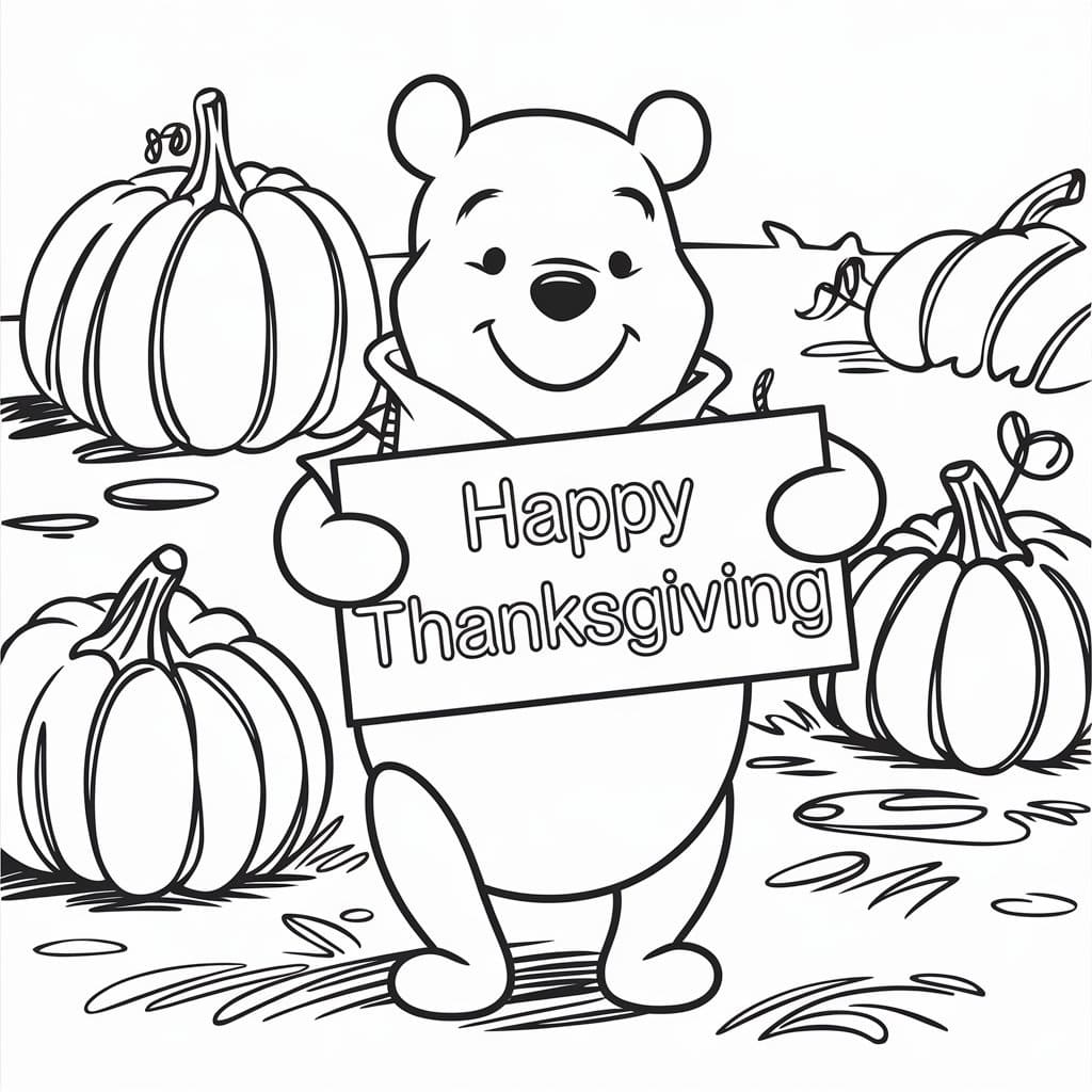 Winnie the Pooh Disney Thanksgiving coloring page