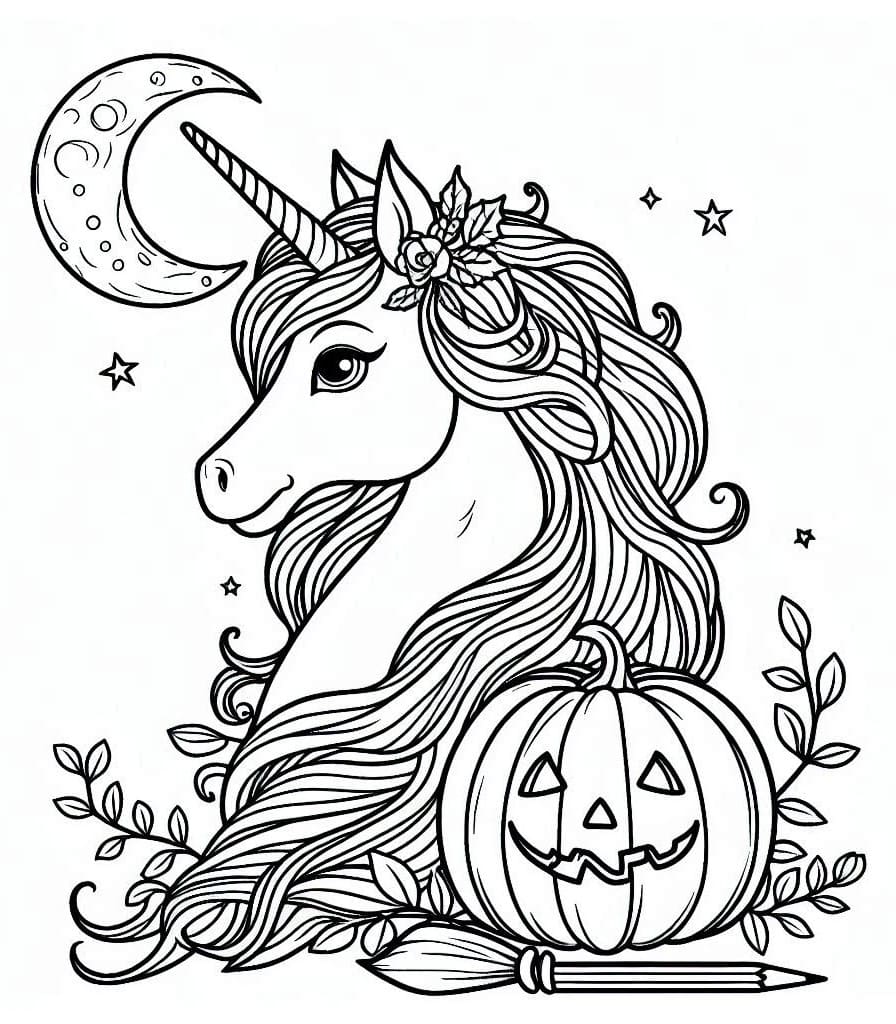 Wonderful Halloween Unicorn coloring page