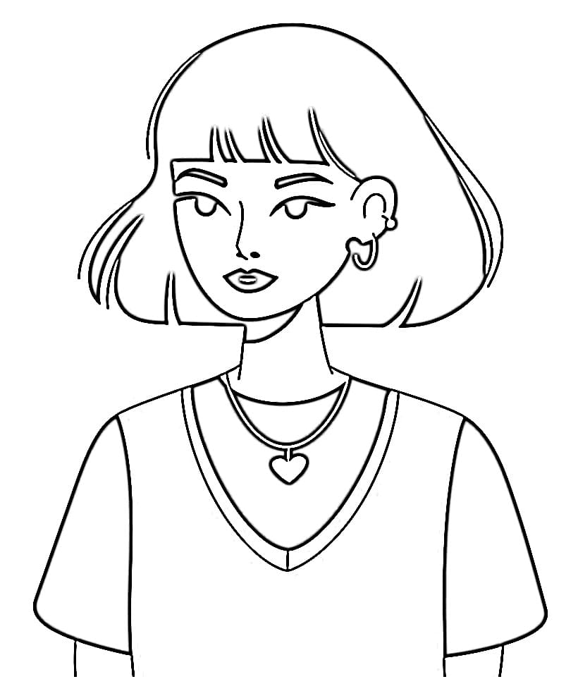 Y2K Cool Girl coloring page