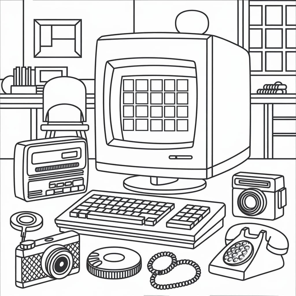 Y2K Free Printable coloring page