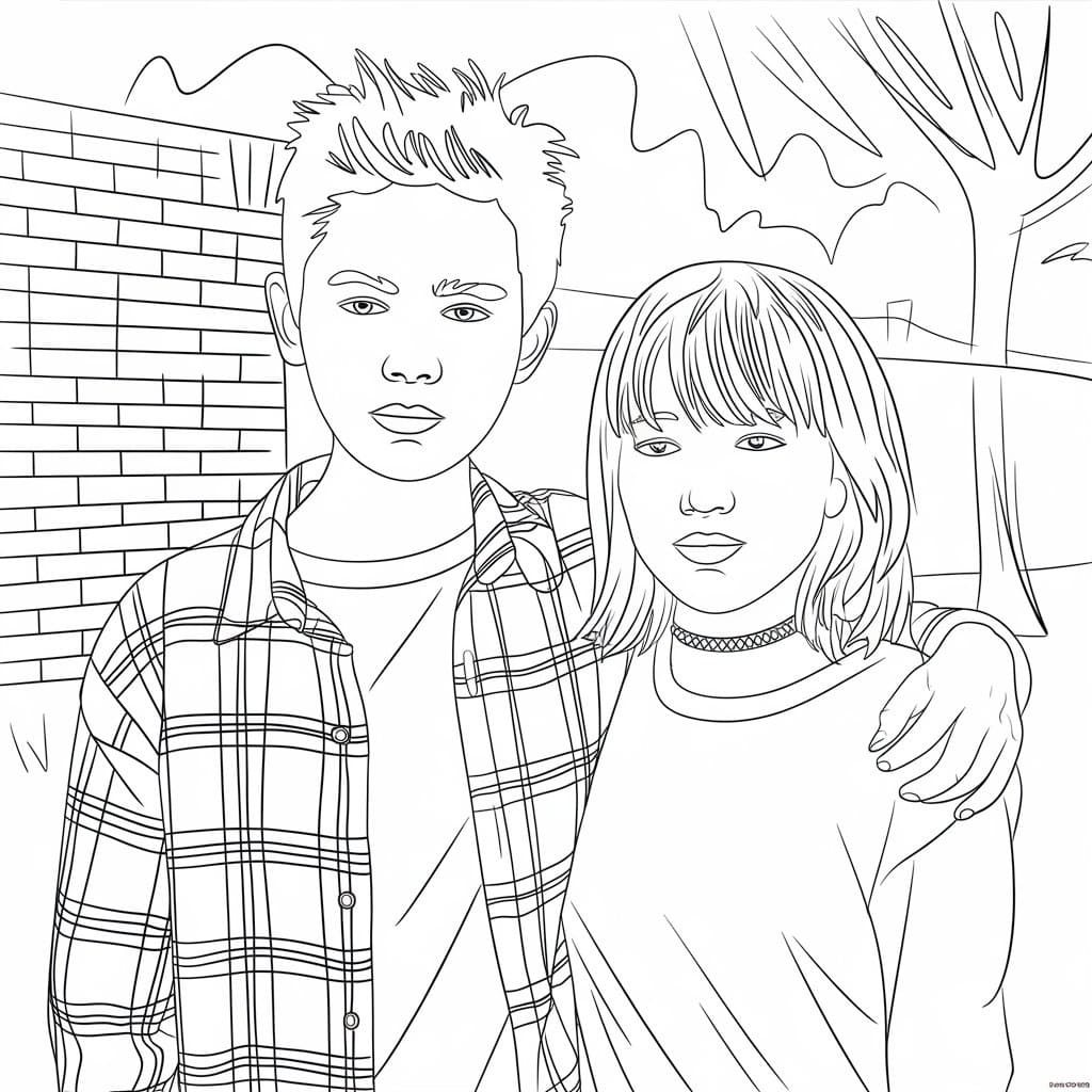 Y2K Kids coloring page