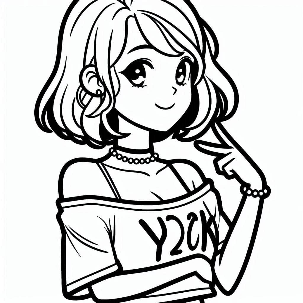 Y2K Pretty Girl coloring page