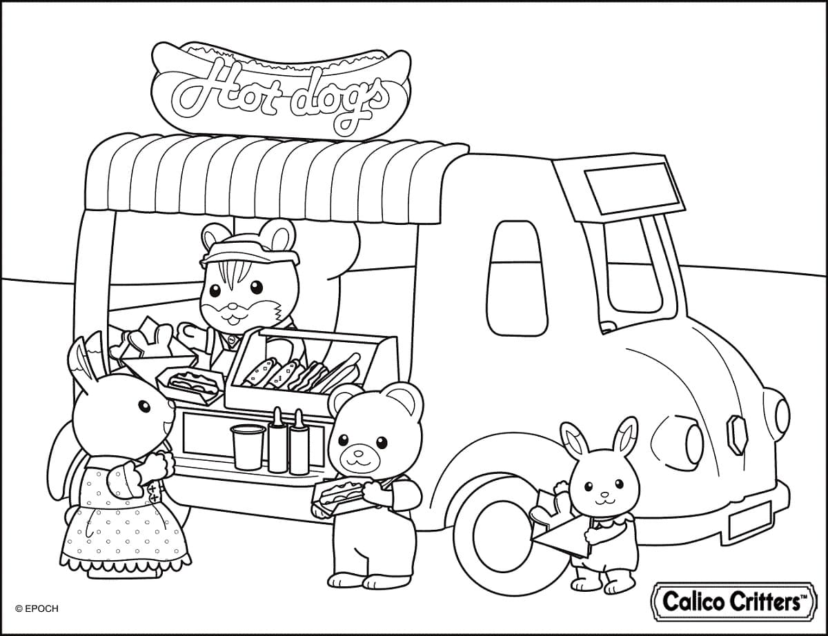 Calico Critters Hot Dog coloring page