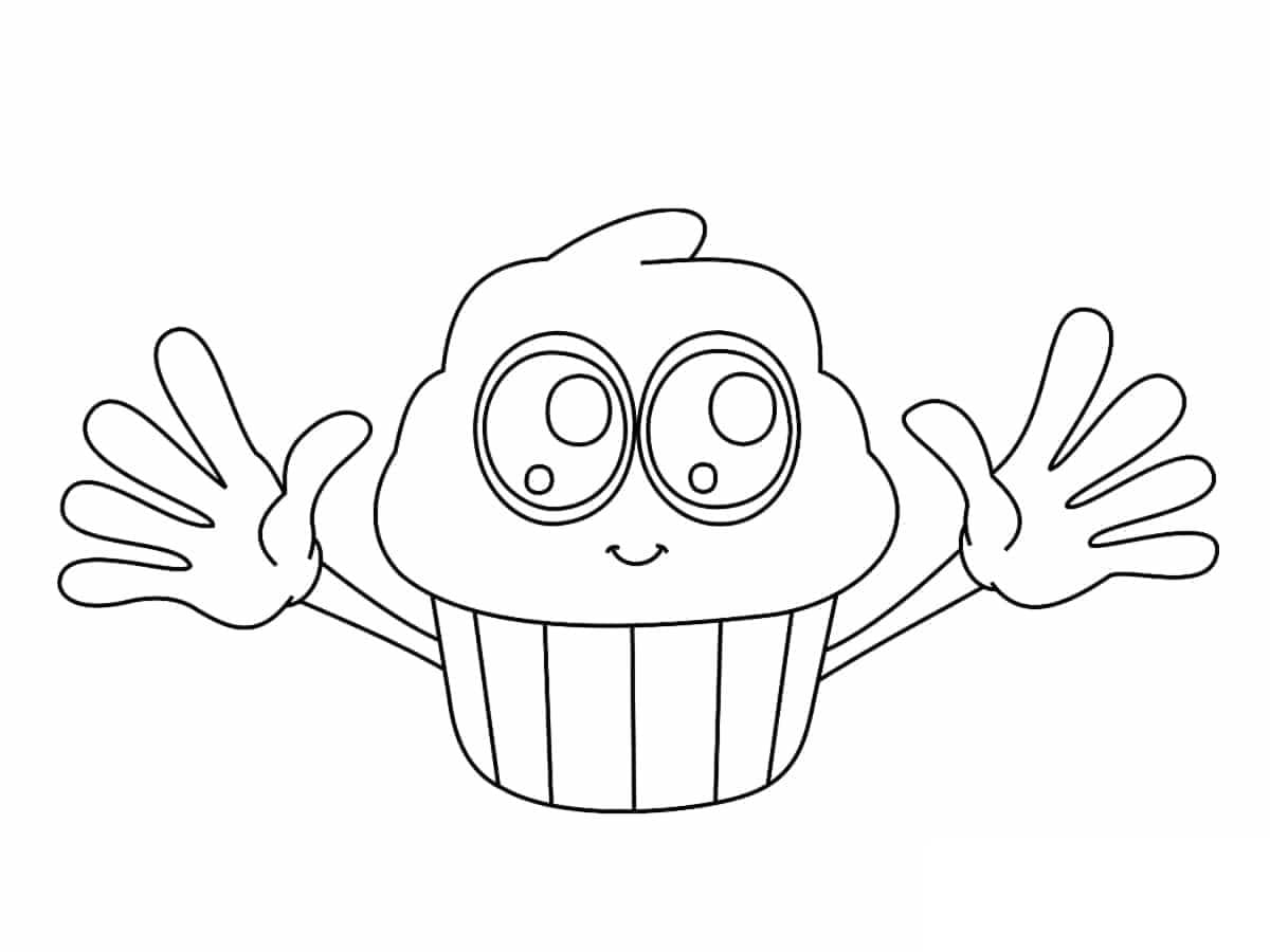 Cartoon Kawaii Cupcake coloring page