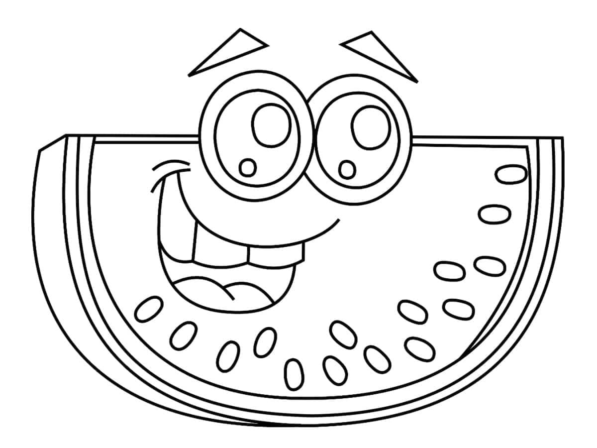 Cartoon Kawaii Watermelon coloring page