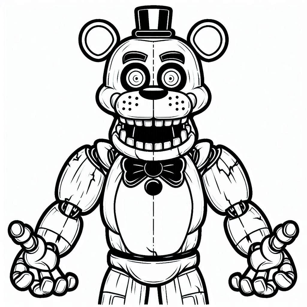 Creepy Freddy Fazbear coloring page