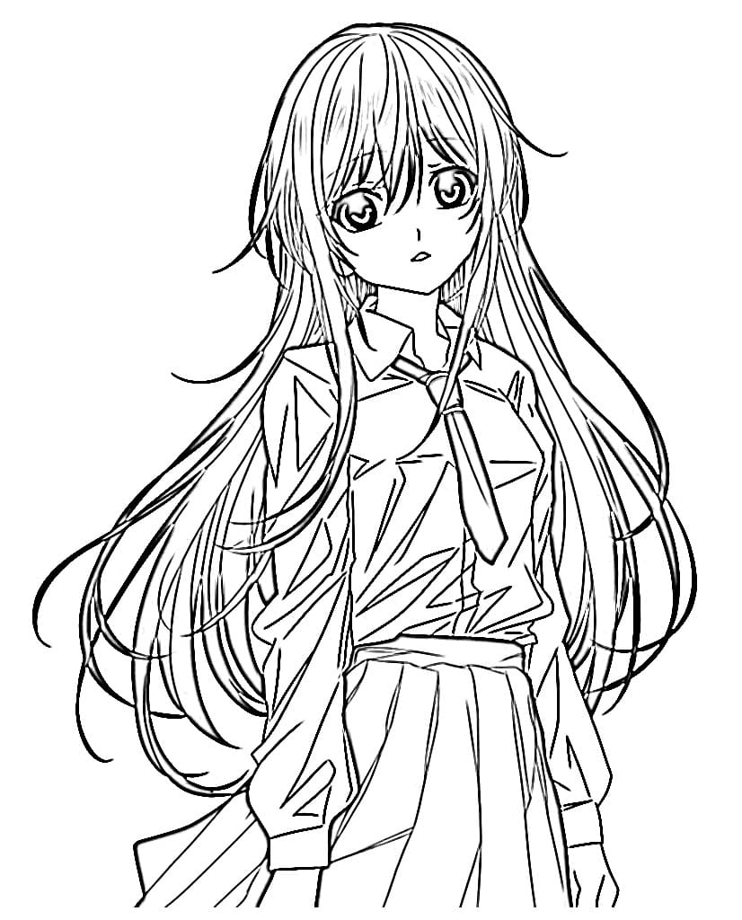 Drawing of Long Hair Anime Girl