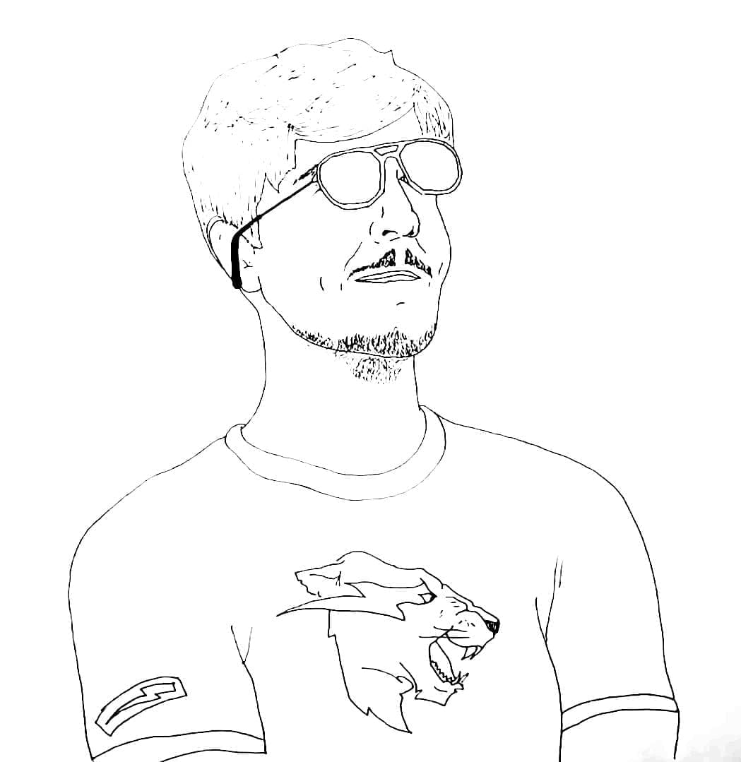 Drawing of Mr Beast coloring page