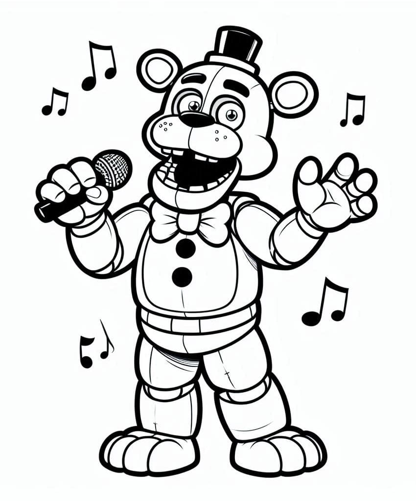 Freddy Fazbear Singing coloring page