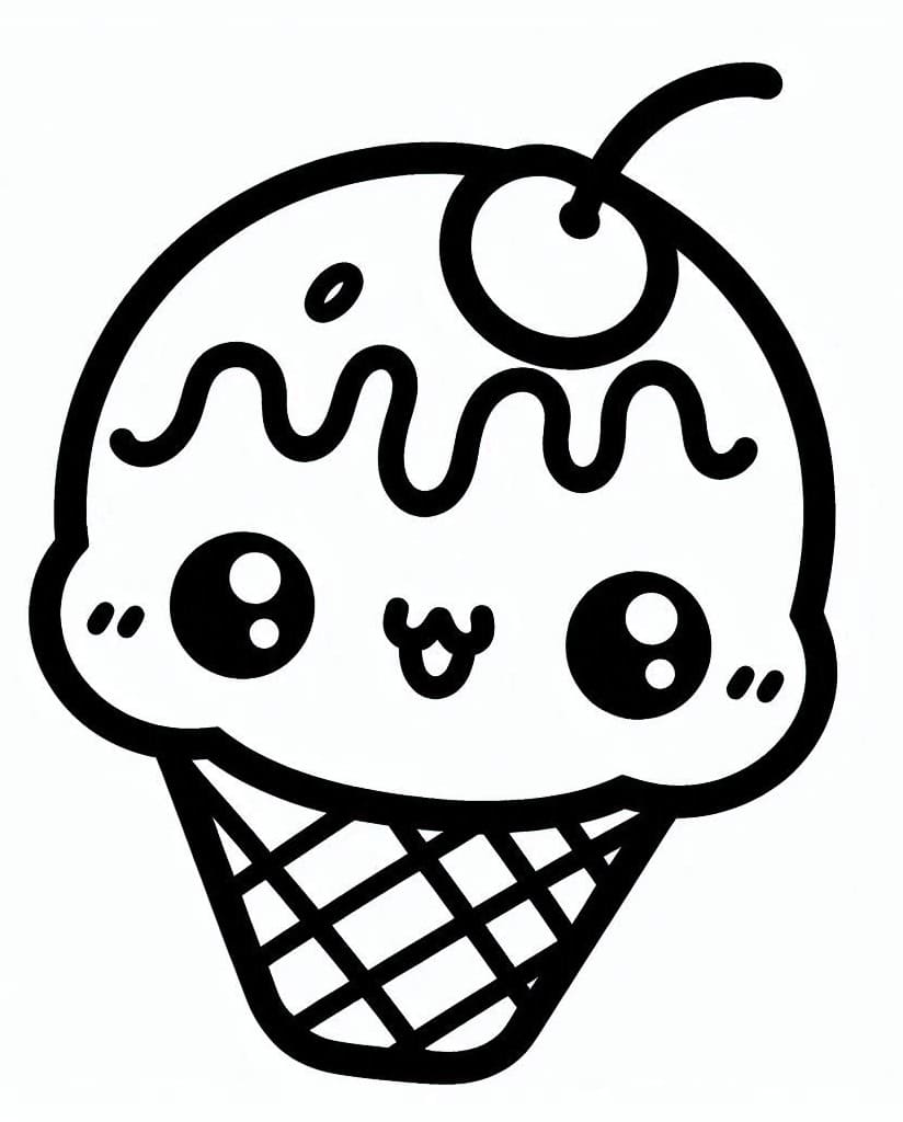 Free Kawaii Ice Cream coloring page