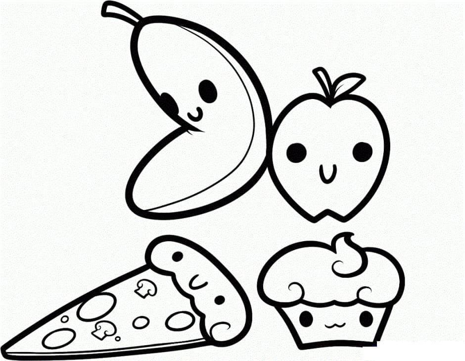 Free Printable Kawaii Foods coloring page