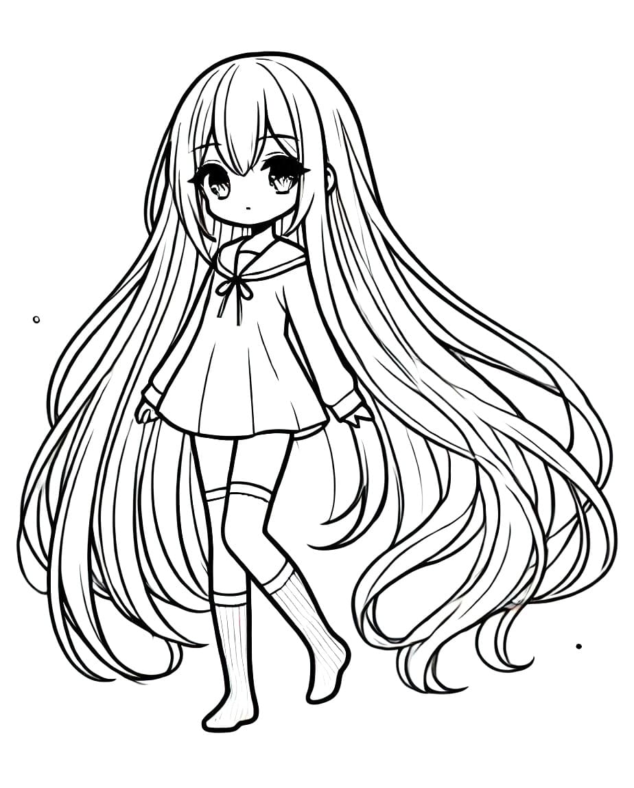 Free Printable Long Hair Anime Girl