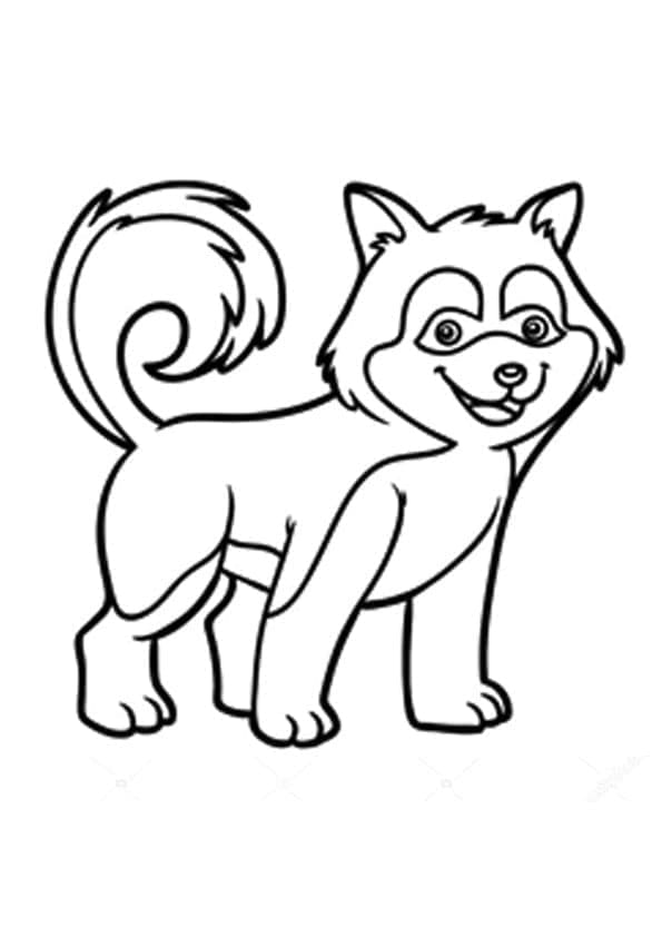 Happy Husky Dog coloring page