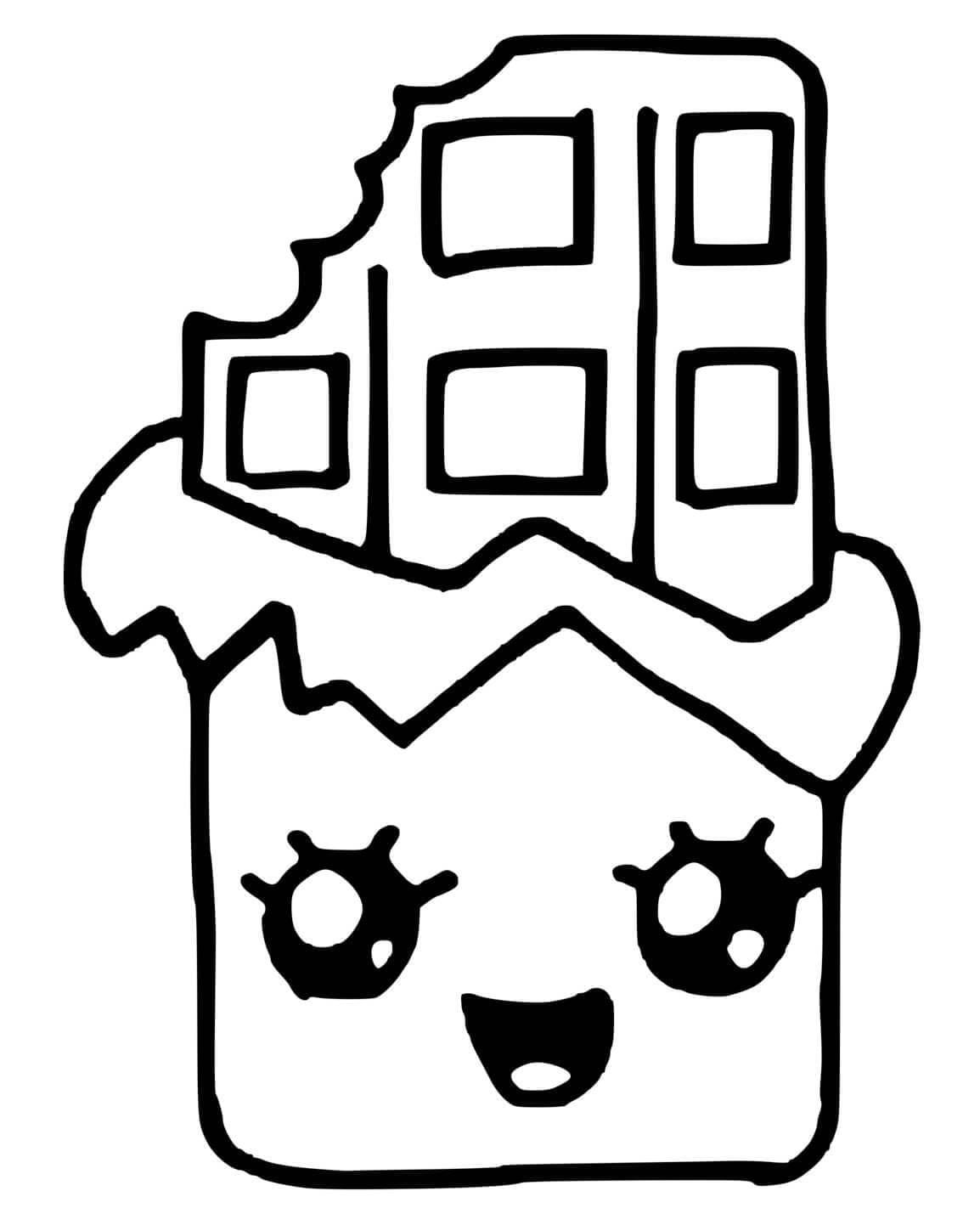 Kawaii Chocolate Bar coloring page