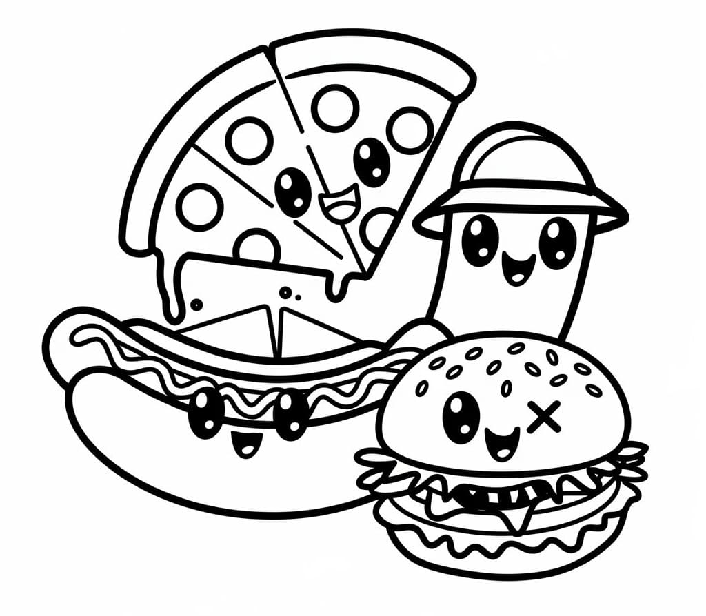 Kawaii Foods For Free coloring page