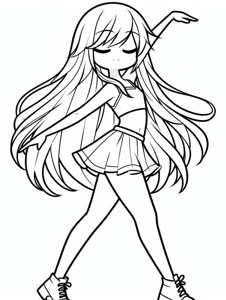 Long Hair Anime Girl Dancing