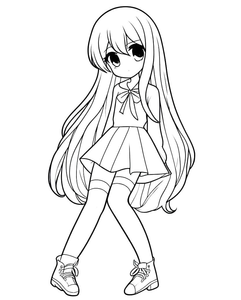 Long Hair Anime Girl to Print