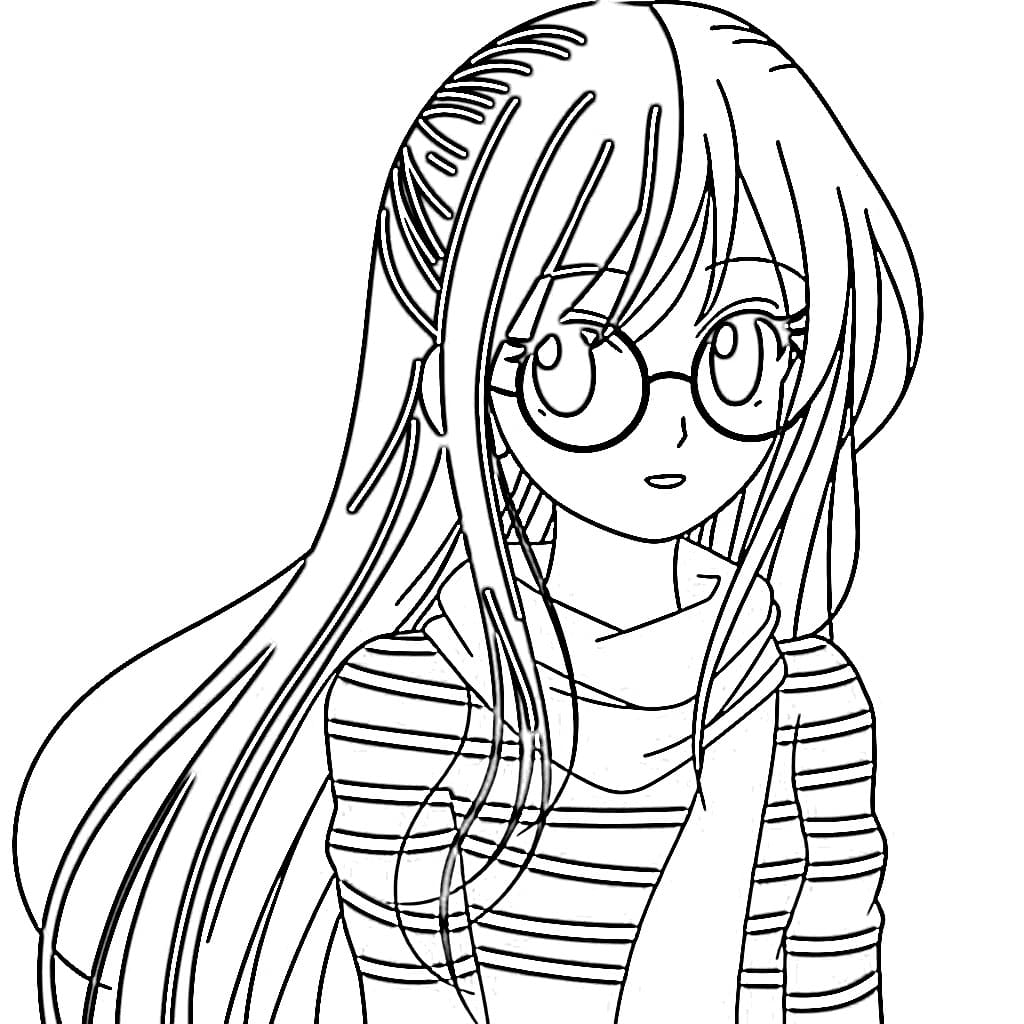 Long Hair Anime Girl Wearing Glasses