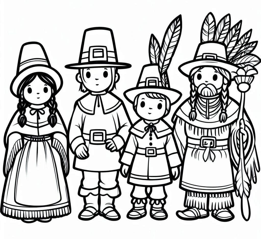 Pilgrims With Native Americans