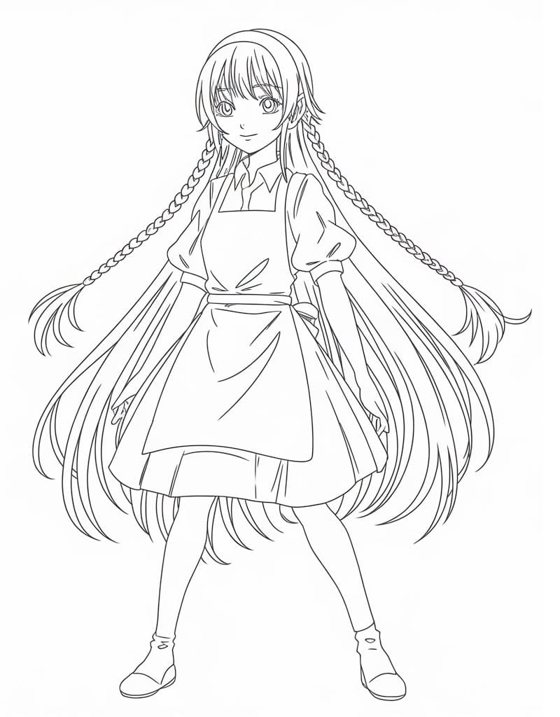 Printable Long Hair Anime Girl