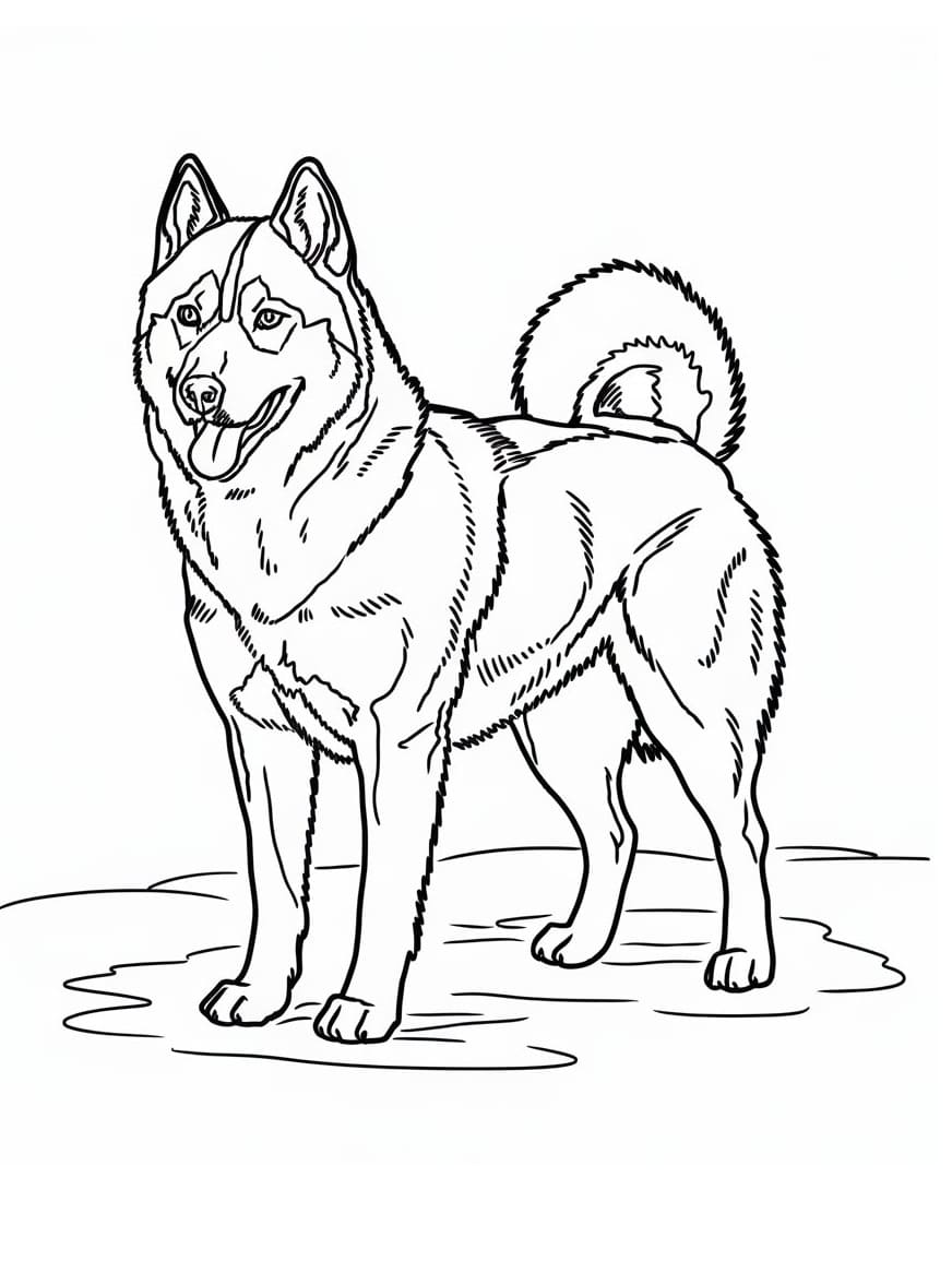 Realistic Husky coloring page