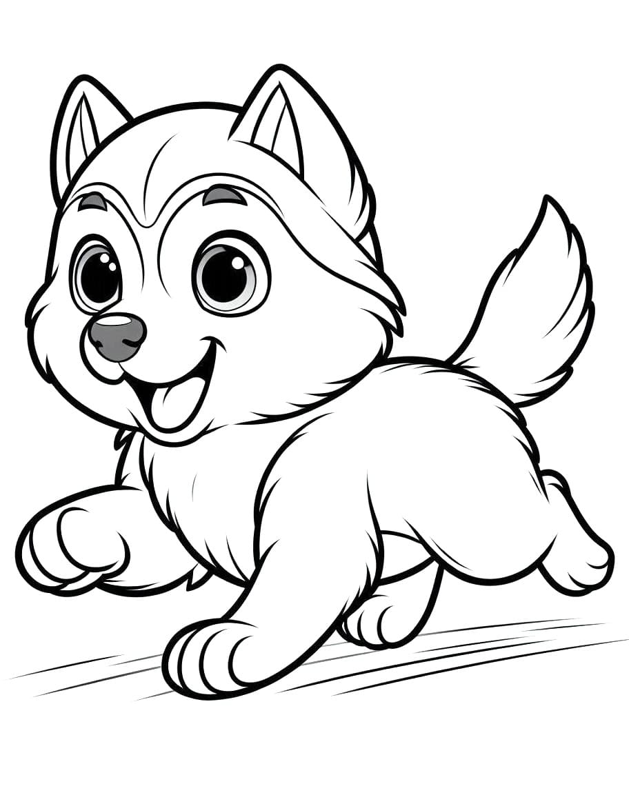 Running Husky coloring page