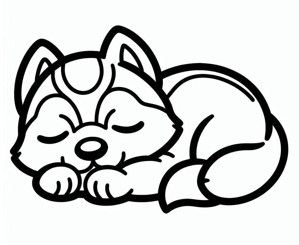 Sleeping Husky coloring page