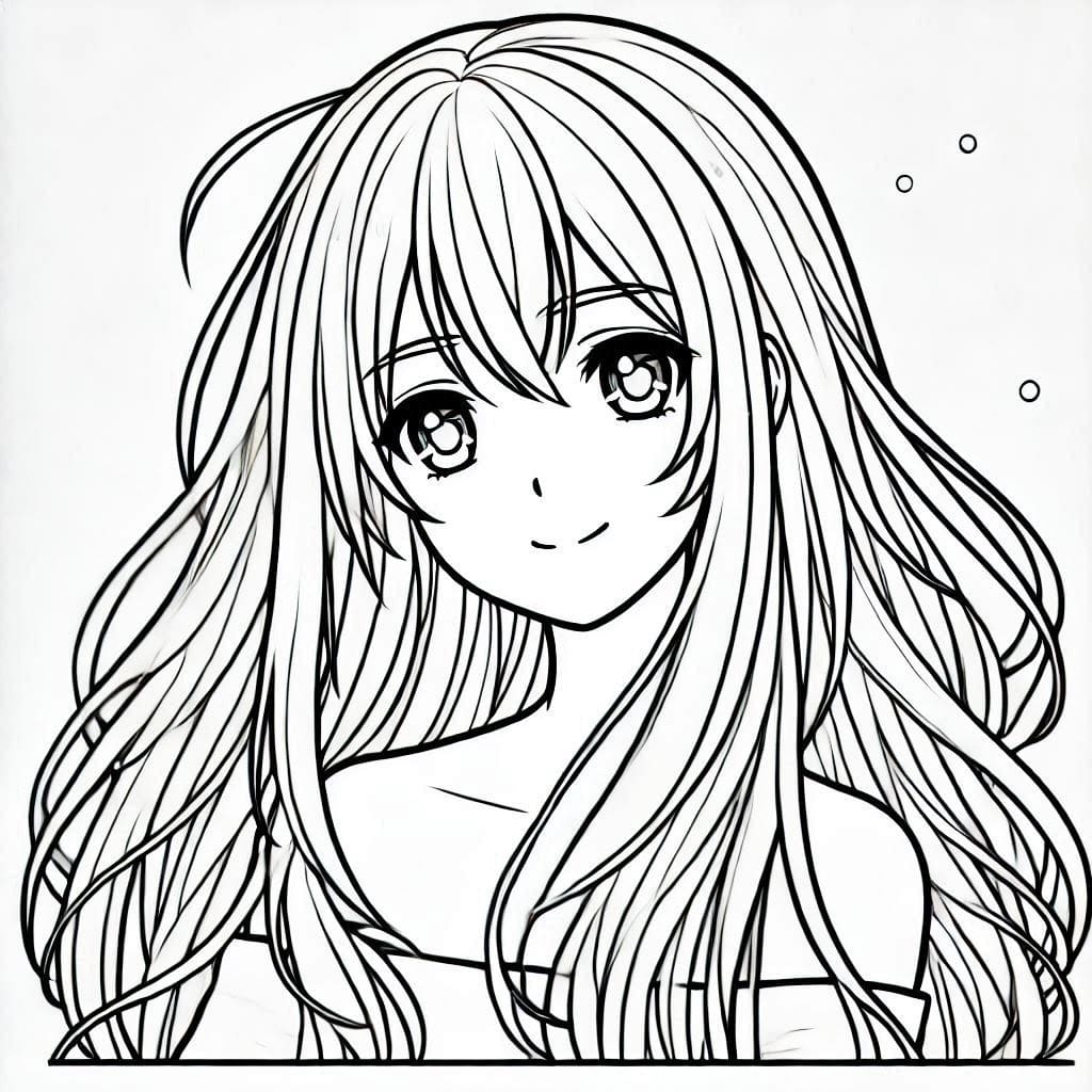 Smiling Long Hair Anime Girl