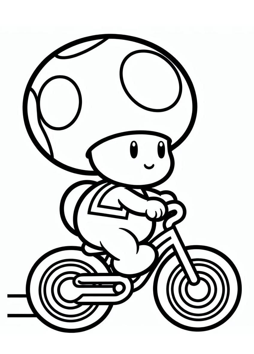 Toad Mario on Bike