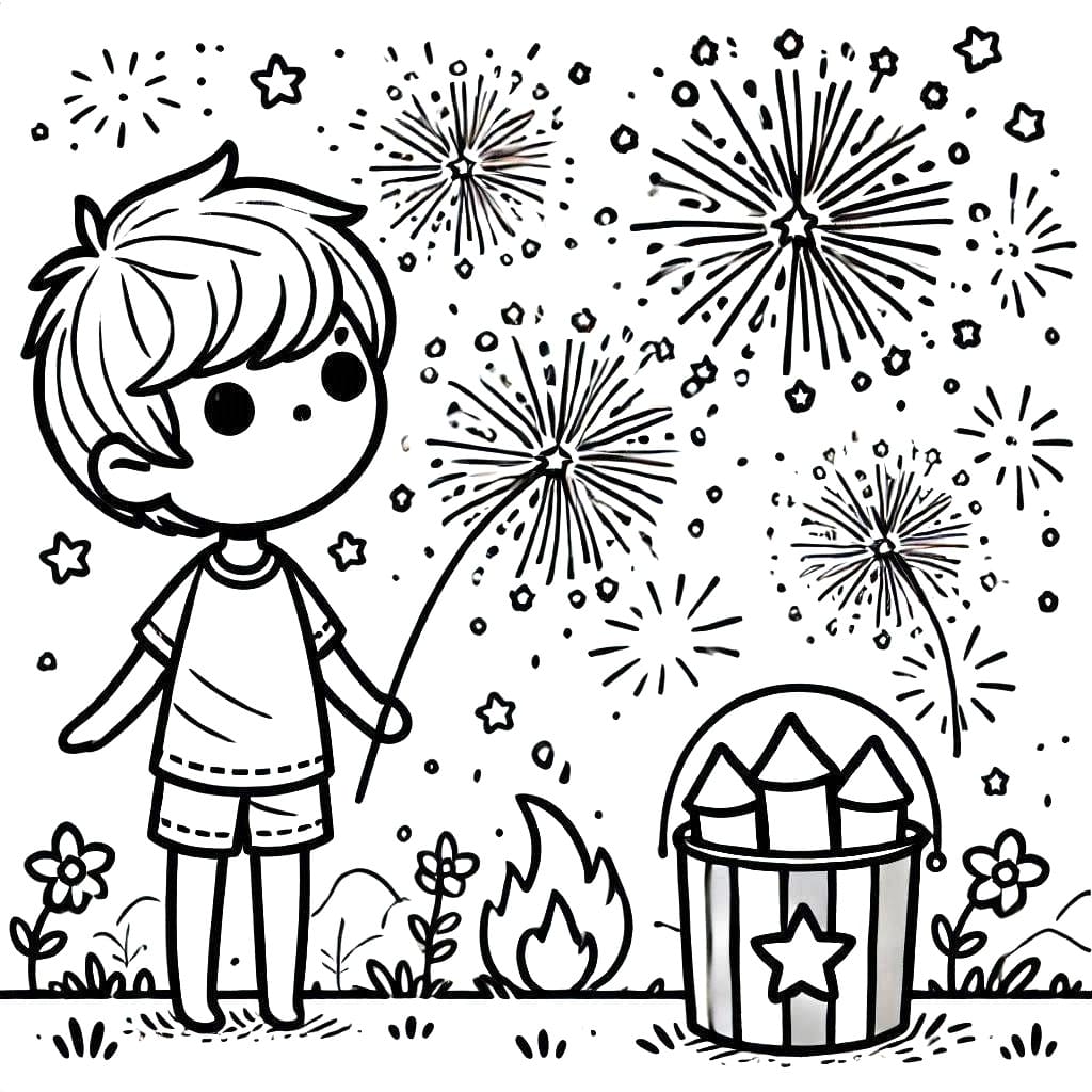 A Boy and Fireworks