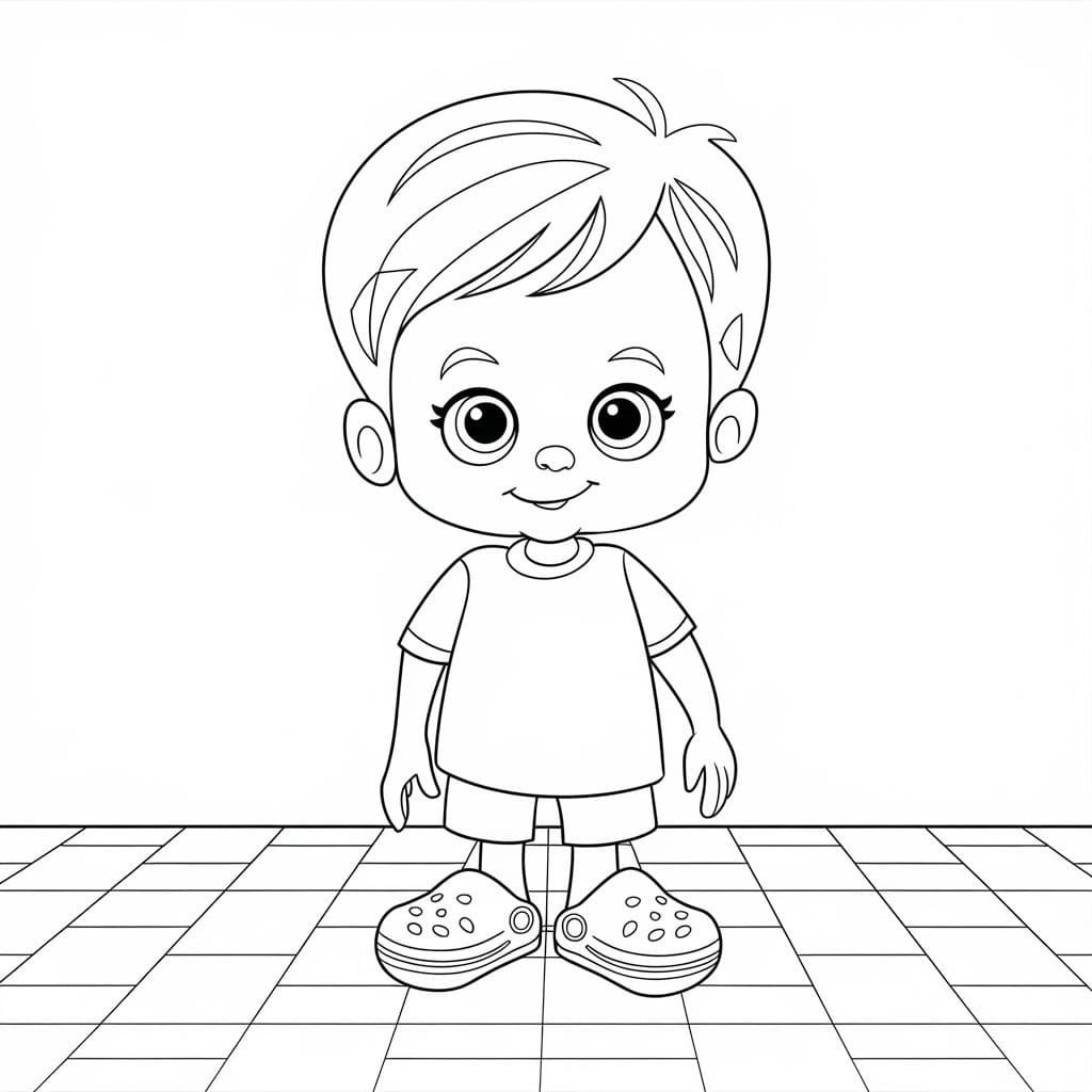 A Boy with Crocs coloring page