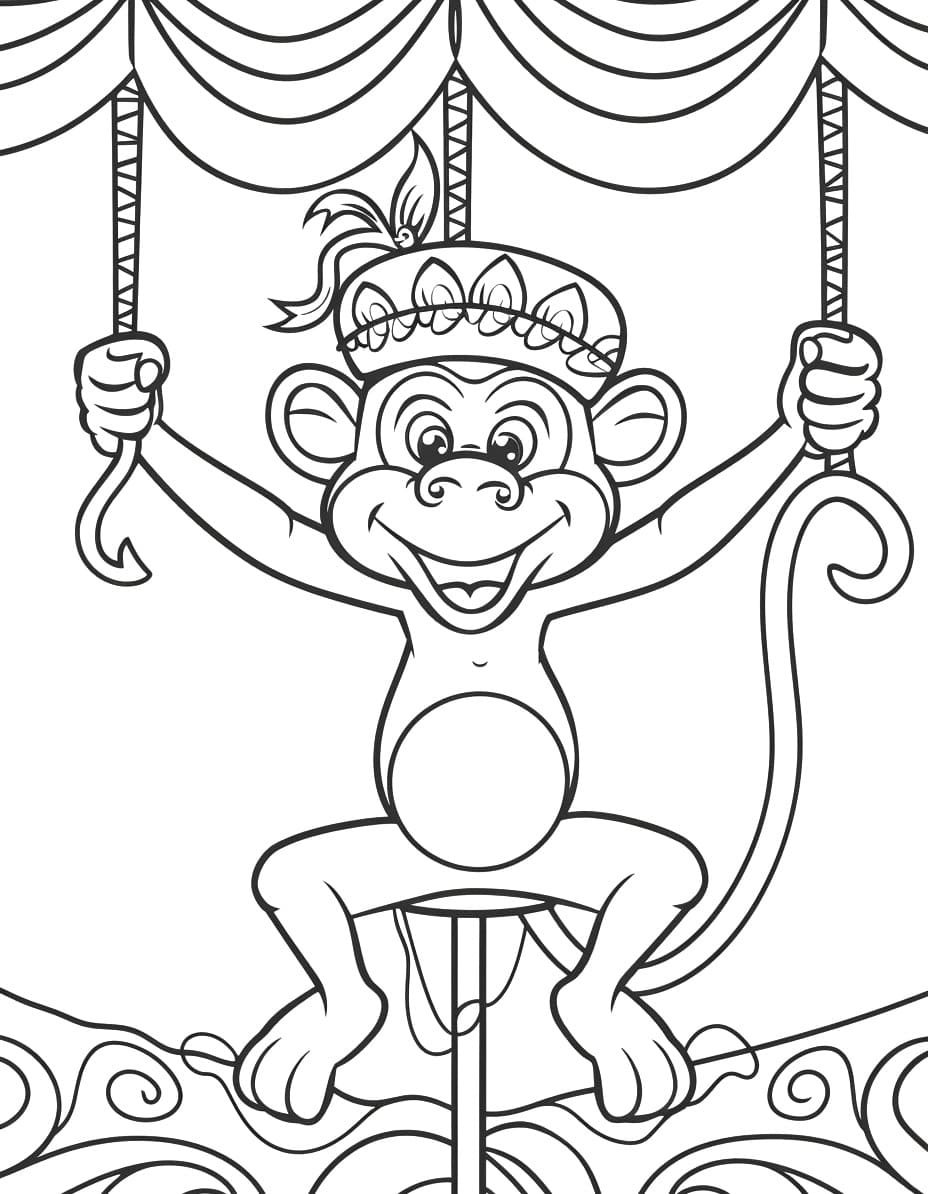 A Cute Circus Monkey coloring page