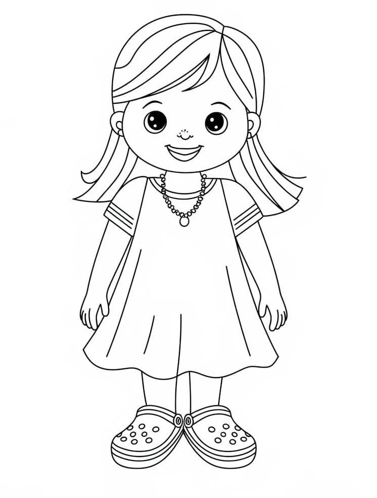 A Girl with Crocs coloring page