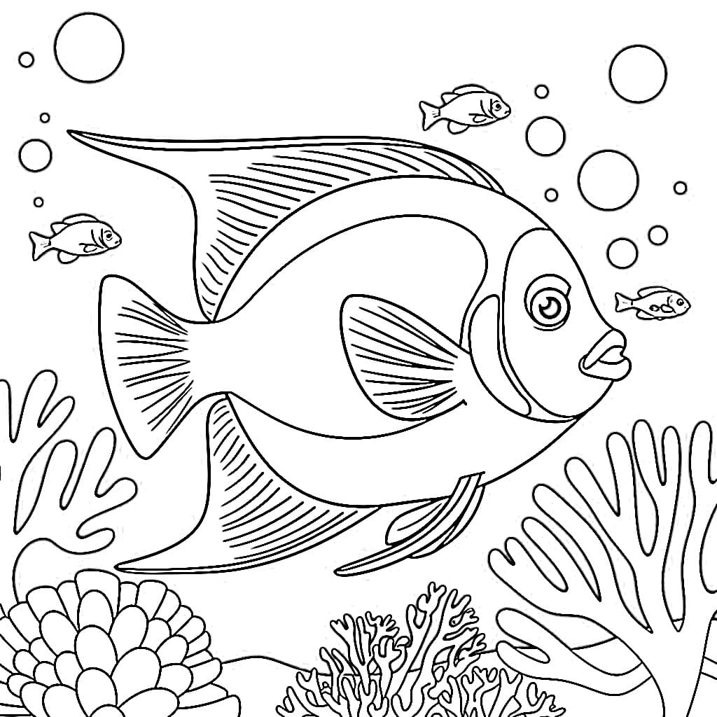 Angelfish and Fishes coloring page