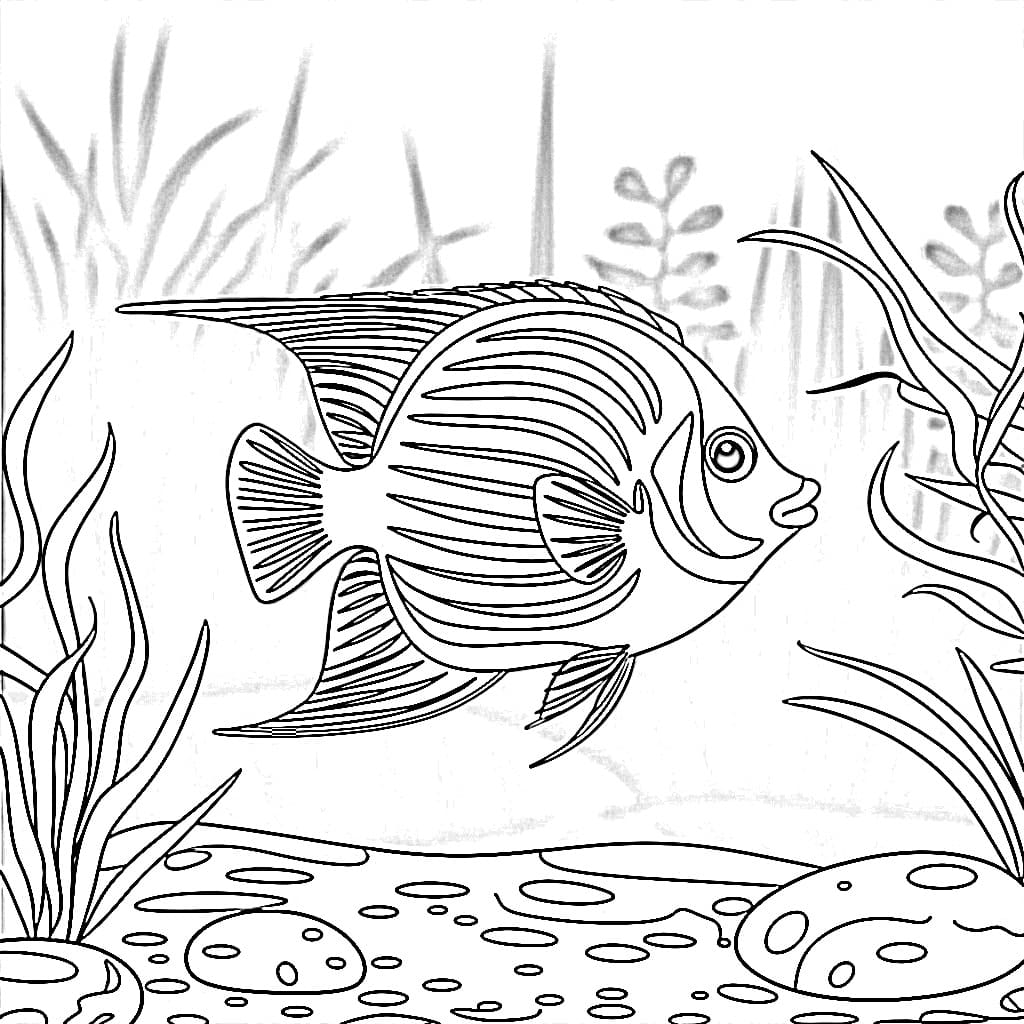 Angelfish is Swimming coloring page