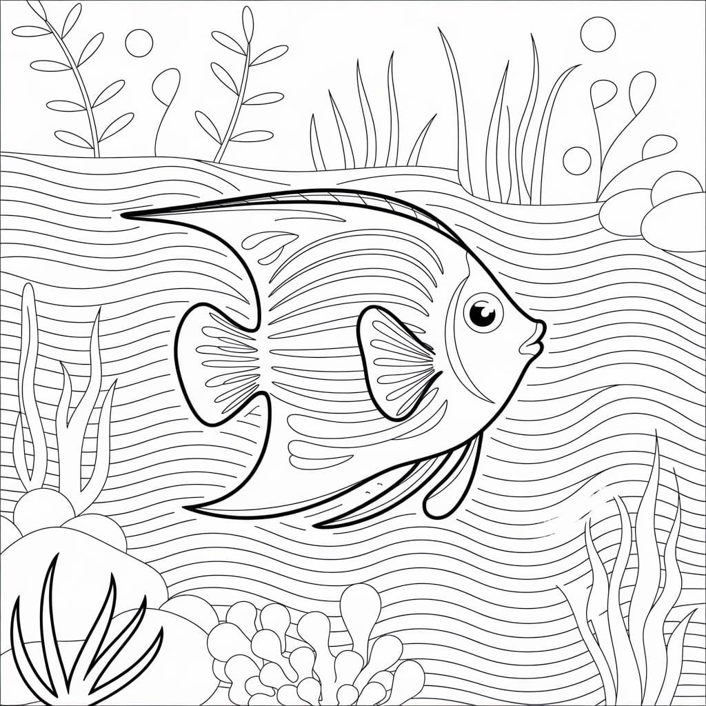 Angelfish Swims coloring page