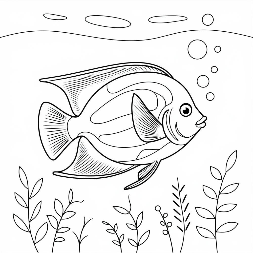 Angelfish Under the Ocean coloring page