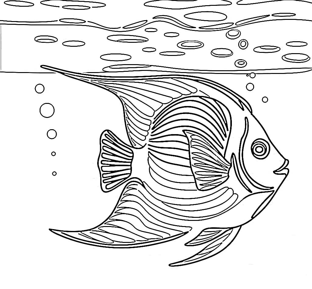 Angelfish Under Water coloring page